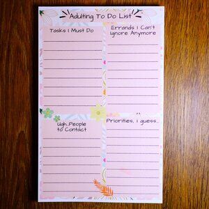 Adulting To Do List Notepad, Handmade, organize, pages, tasks, calls, gift